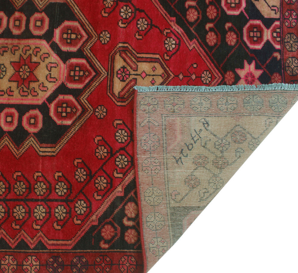 Fine Vintage Distressed Danielys Red/Charcoal Runner, 3'5x9'10