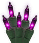 Set of 100 Purple Commercial Grade Mini Christmas Lights, Green Wire