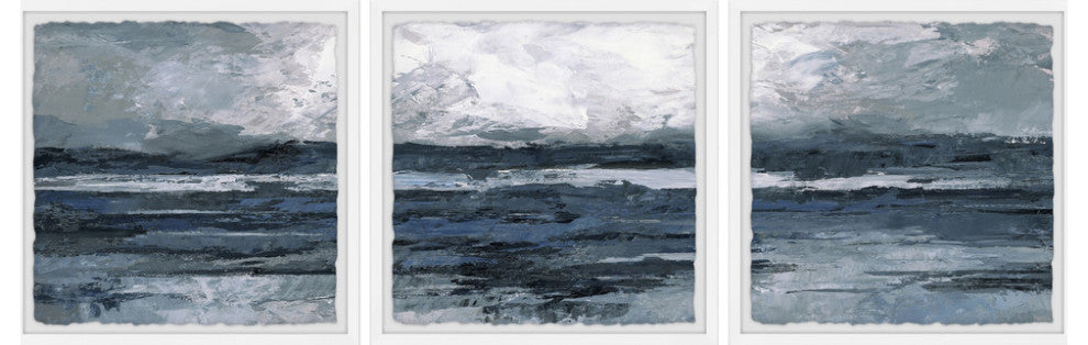 Dark Vast Ocean Triptych, 96"x32"
