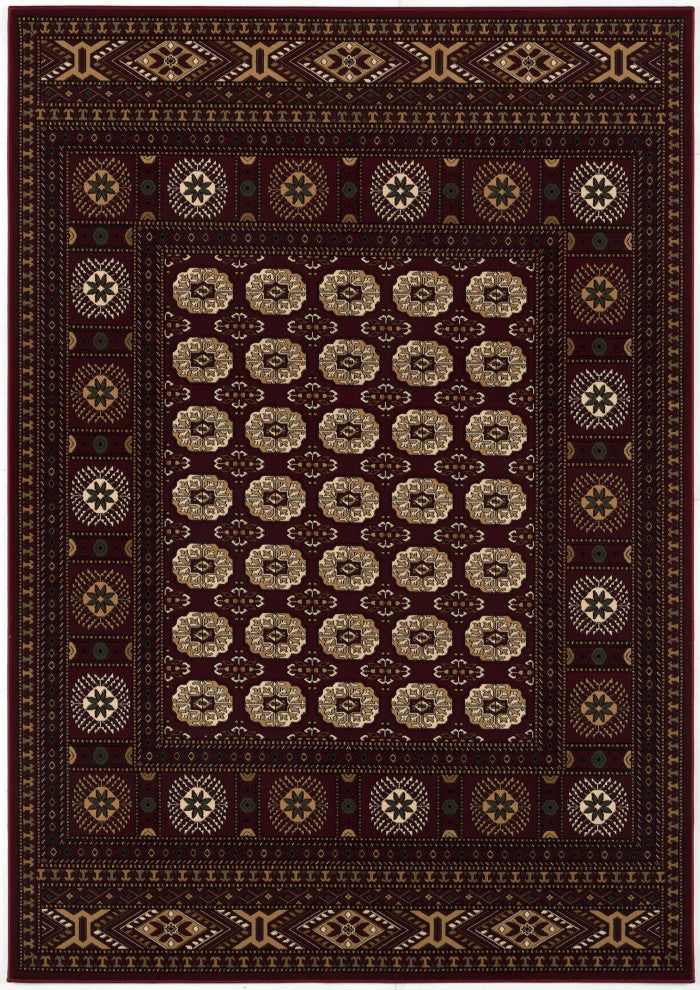 2"x13" Red Eclectic Geometric Pattern Runner Rug