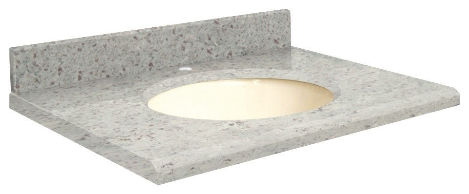 Granite 37"x22" Vanity Top, Single Faucet Hole, Giallo Parfait, Biscuit Bowl