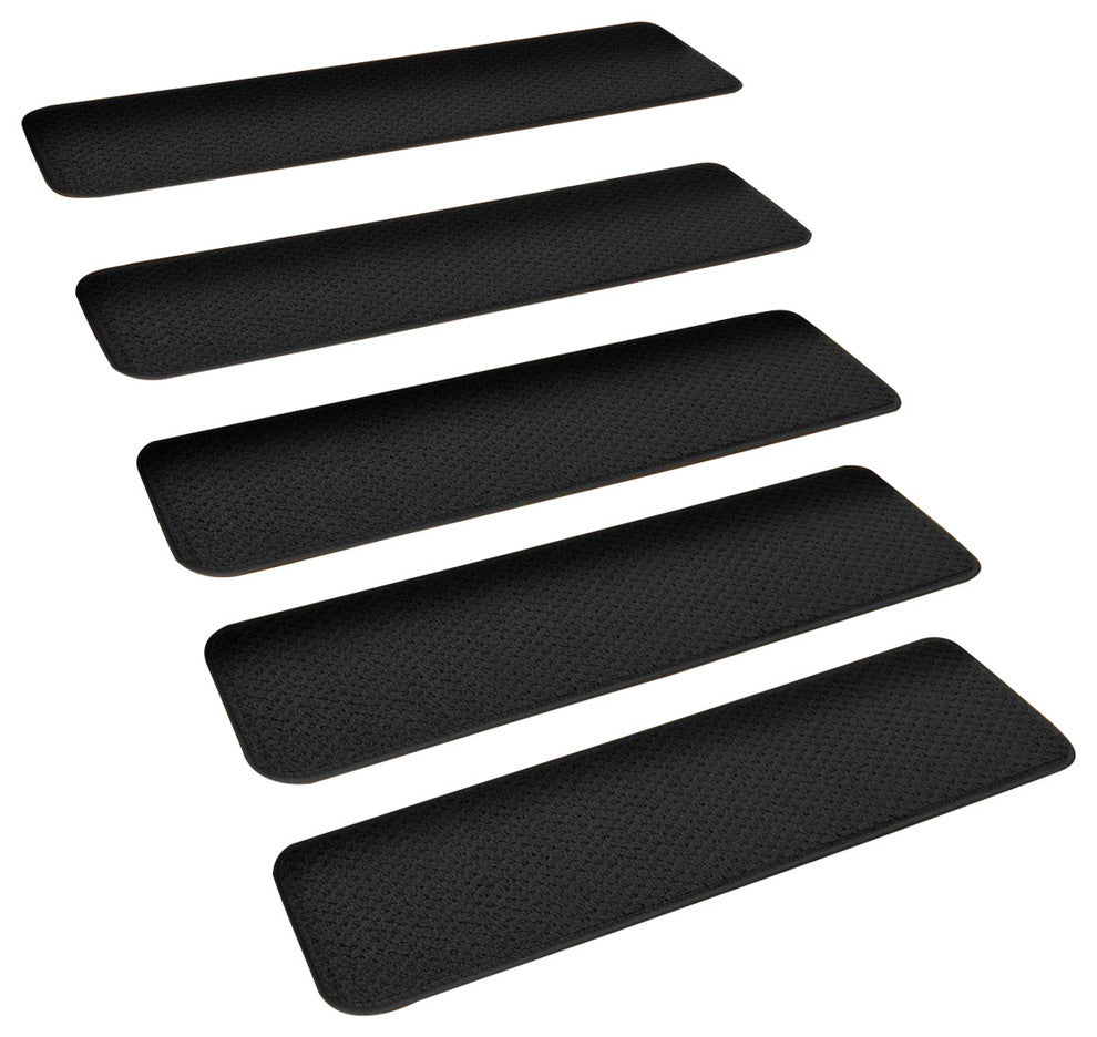 Set of 15 Skid-Resistant Carpet Stair Treads Black, 9"x36"