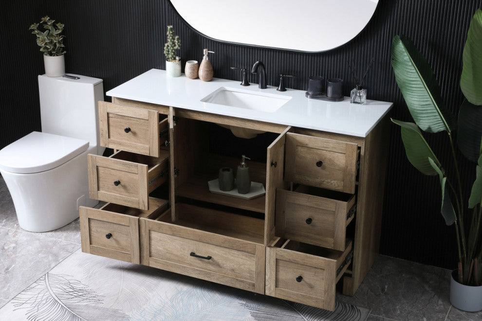 Home Living 54" SIngle Bathroom Vanity, Natural Oak