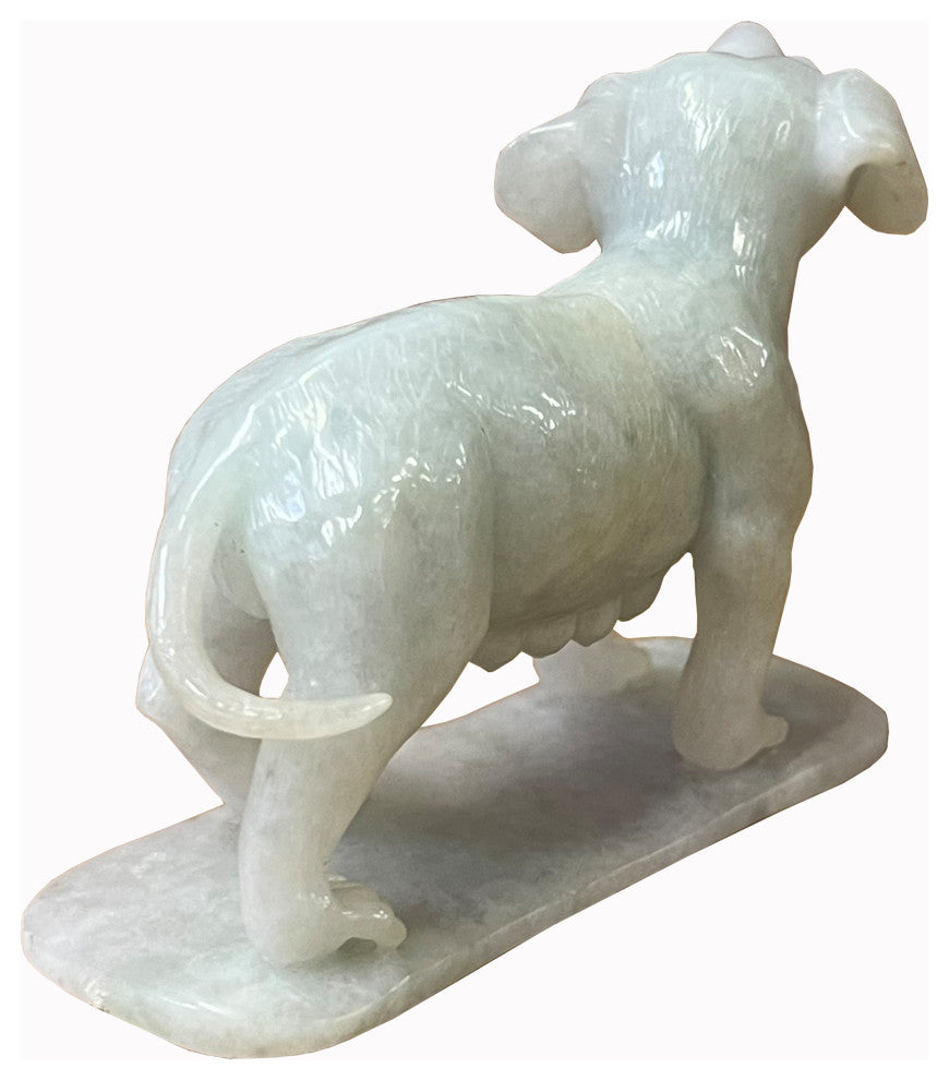 Chinese White Jade Color Stone Puppy Dog Display Figure Hws2392
