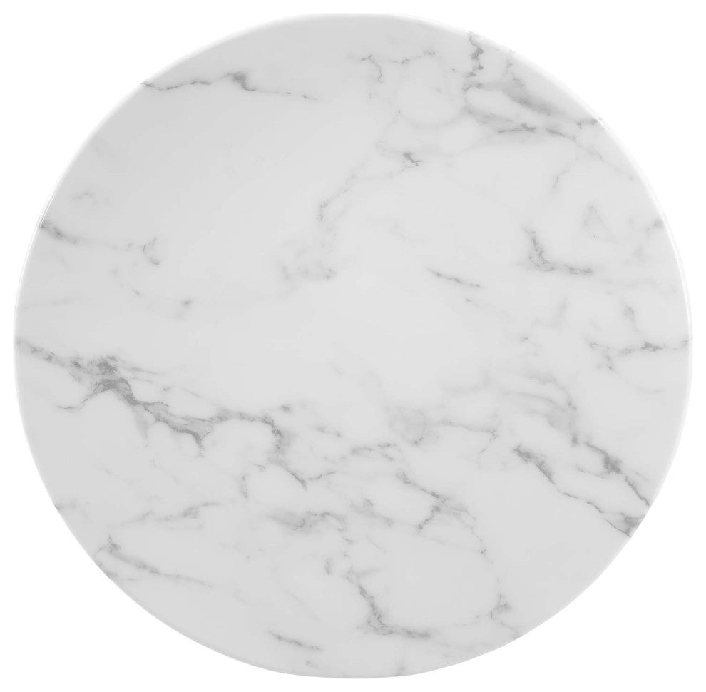 Lippa 20" Round Artificial Marble Side Table, Black White