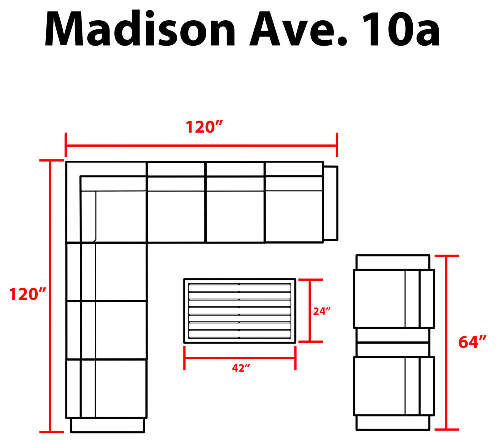 kathy ireland Madison Ave. 10 Piece Aluminum Patio Furniture Set 10a, Tranquil