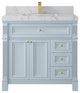 Paris 36" Center Sink Bathroom Vanity, Blue Heather 2" Venatino Quartz