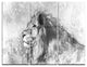 "Lion Tattoo Illustration Art" Digital Metal Wall Art, 3 Panels, 36"x28"