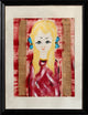 Francois "Blonde Girl With Blue Bows" Acrylic and Collage Painting