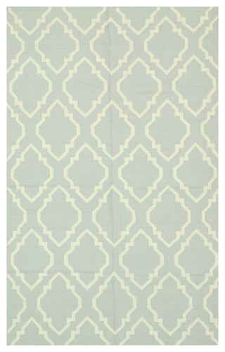 Blue Transitional Geometric Reversible Modern Moroccan Kilim Area Rug