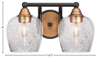 Paramount 2-Light Bath Bar, Matte Black & Brass, 6" Smoke Bubble Glass