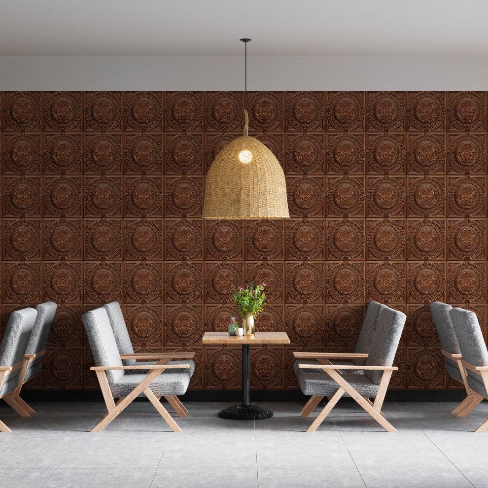 Antique Copper 3D Ceiling Panels, 2'x2', 40 Sq Ft, Pack of 10
