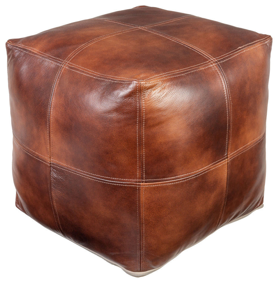 Surya Sheffield Dark Brown Pouf 18"H X 18"W X 18"D
