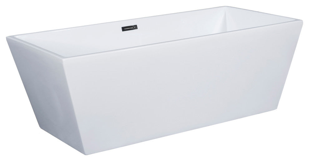 ALFI brand AB8833 59 Inch White Rectangular Free Standing Soaking Bathtub