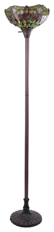 Empress Dragonfly Tiffany-Style 1 Light Torchiere Lamp 14" Wide