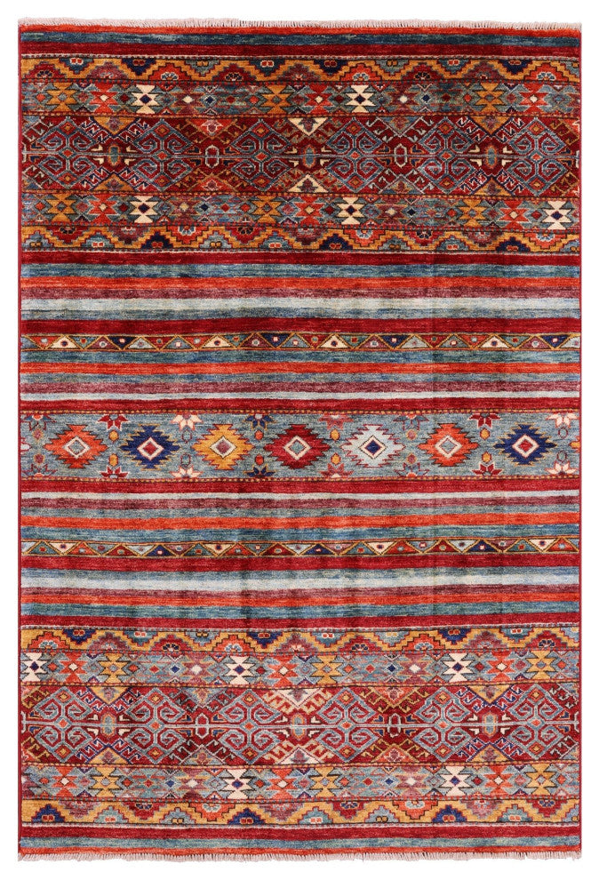 Super Kazak Khorjin Handmade Rug 3' 10" X 5' 8" - Q12617