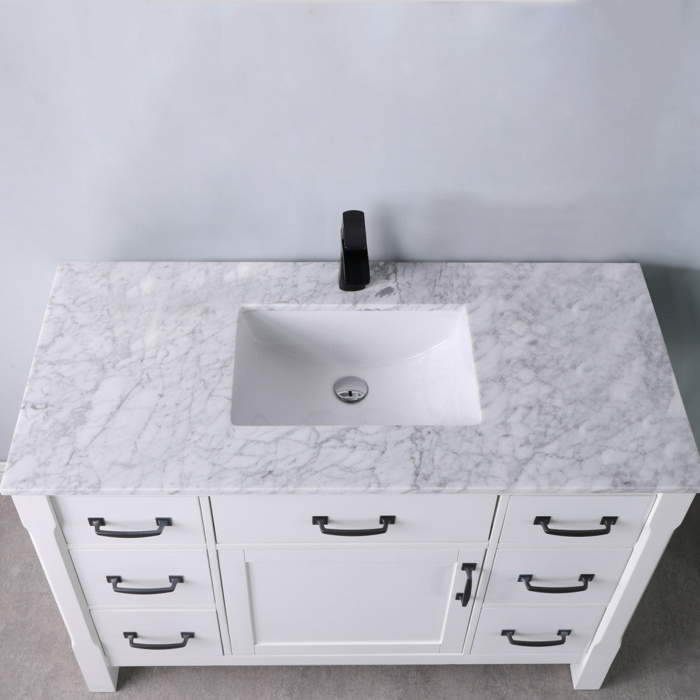 Maribella White Bathroom Vanity Set, 48", Without Mirror