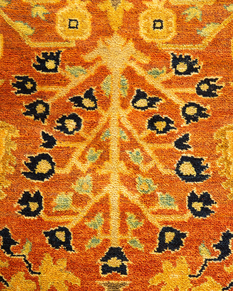 Eclectic, One-of-a-Kind Hand-Knotted Area Rug Orange, 9' 2" x 11' 10"