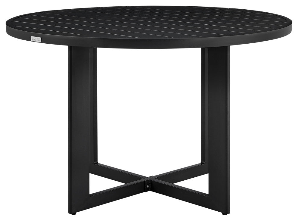 Cayman Outdoor  5-Piece Round Dining Table Set, Aluminum With Gray Cushions