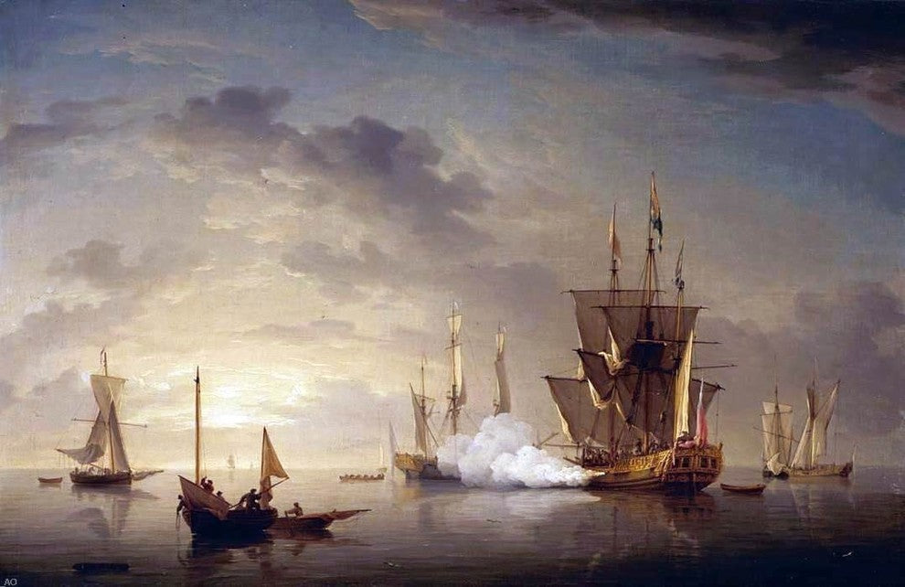 Charles Brooking A Royal Yacht Firing a Salute Wall Decal Print