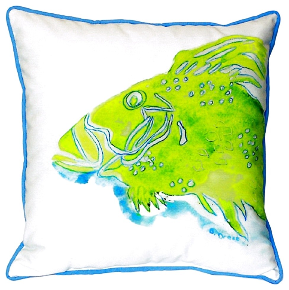 Green Fish Extra Large Zippered Pillow 22x22