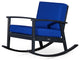 DTY Outdoor Living Longs Peak Eucalyptus Rocker w/ Cushions, Espresso, Navy