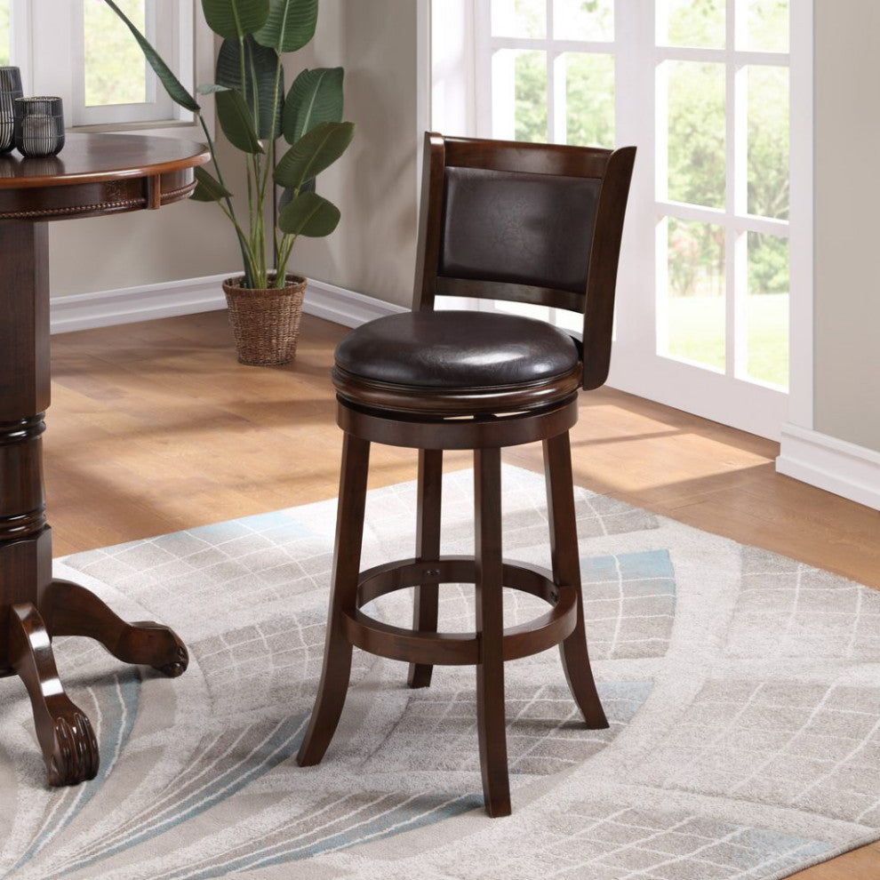 Augusta Swivel Bar or Counter Stool, Cappuccino with Dark Brown PU, 29" Bar Height