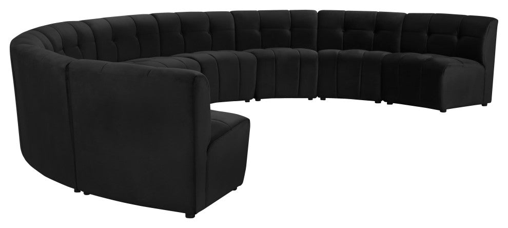 Limitless Velvet Upholstered 9-Piece Modular Sectional, Black