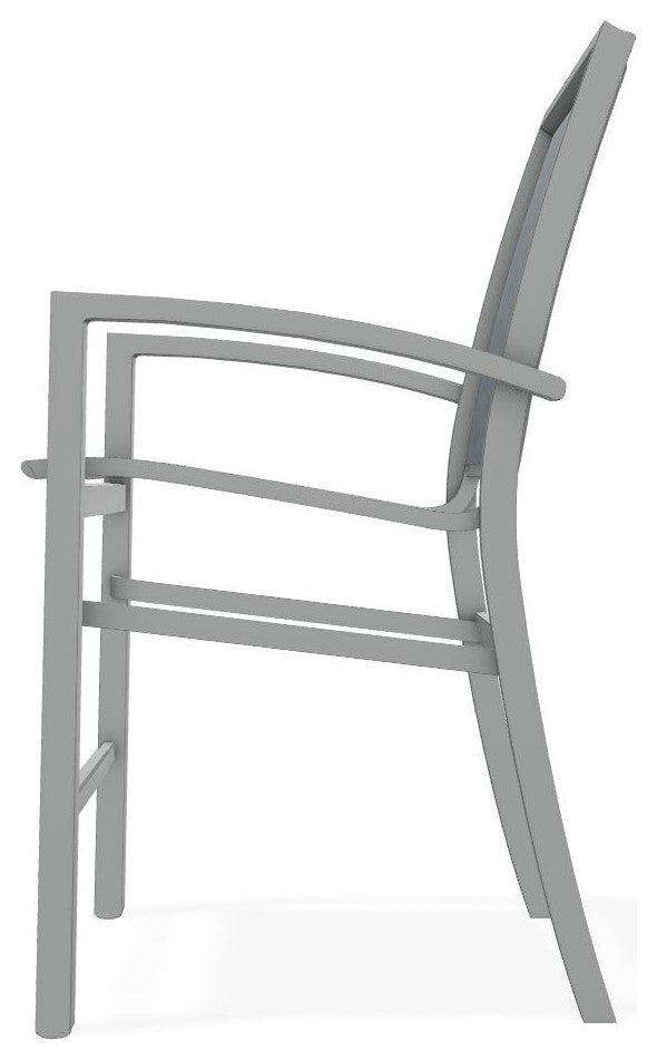 Kendall Sling Balcony Height Stackable Outdoor Stool, Nimbus Ocean/Graphite