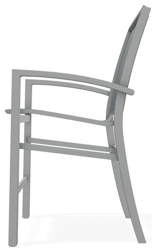 Kendall Sling Balcony Height Stackable Outdoor Stool, Nimbus Ocean/Graphite