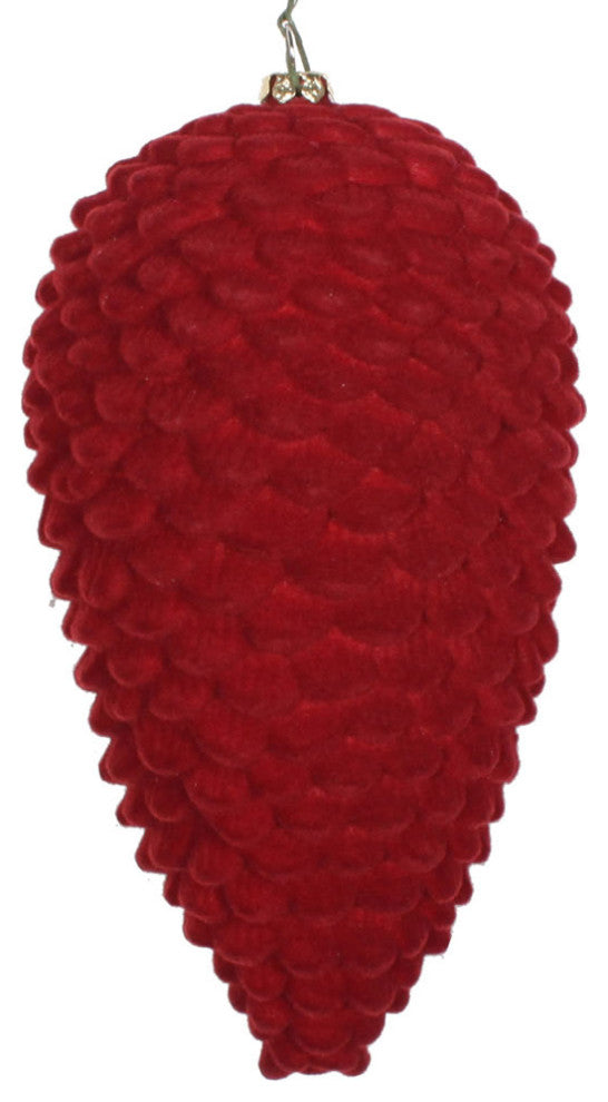 Vickerman Mt195765D 7" Burgundy Flocked Pinecone Christmas Ornament, Pack of 2