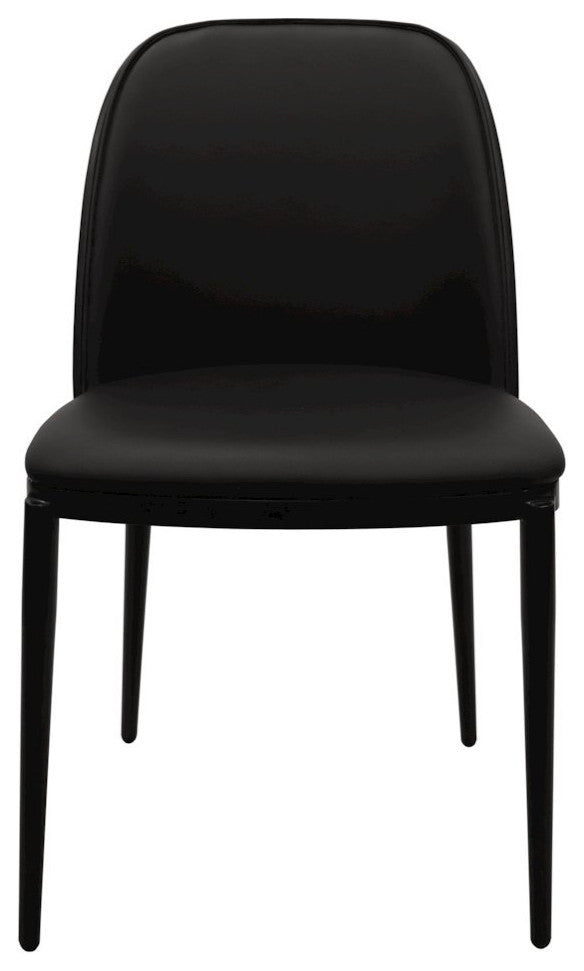 Tule Collection Dining Chair, Black Frame With Black Leather