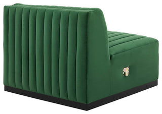 Conjure Channel Tufted Performance Velvet 4-Piece Sofa, Black Emerald