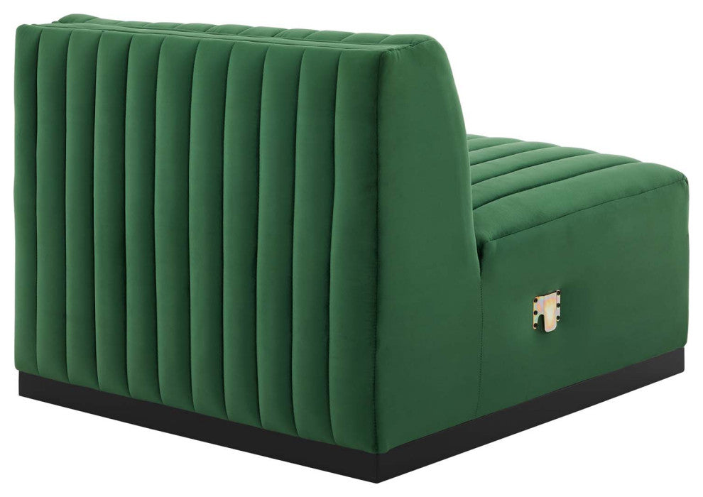 Conjure Channel Tufted Performance Velvet 4-Piece Sofa, Black Emerald