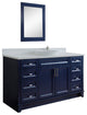 61" Single Sink Vanity, Blue Finish And Engineered Stone Top And Round Sink