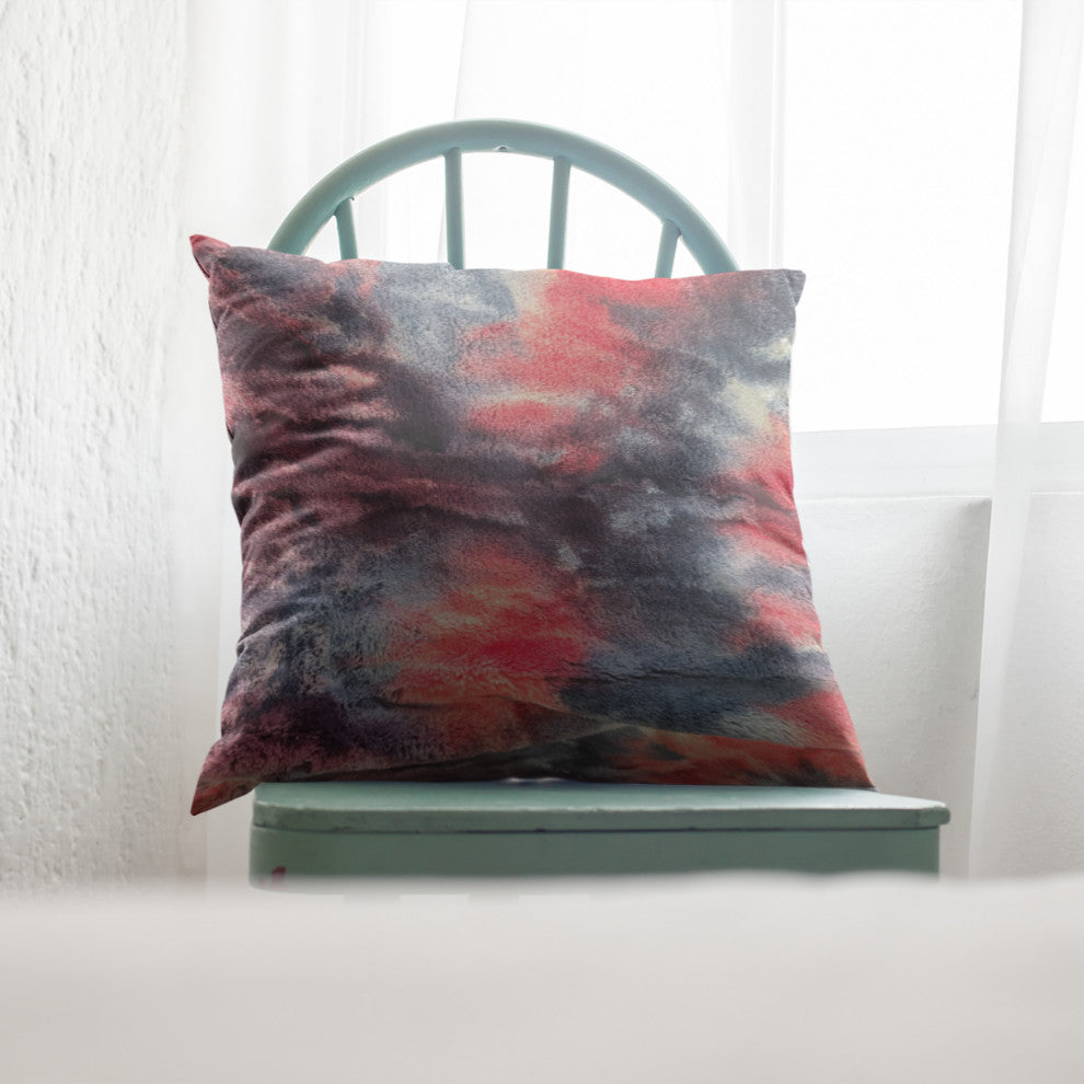 Plutus Blue Red White Fureal Faux Fur Throw Pillow, 24" x 24"