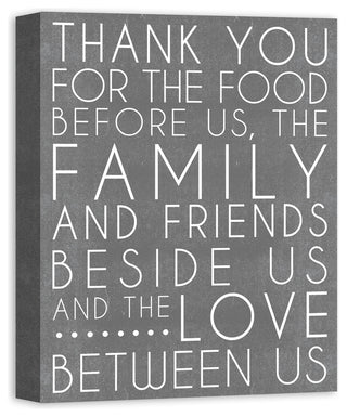Food Blessing Prayer Gray Wall Art, 16"x20", Canvas