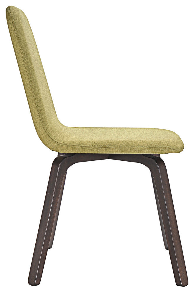 Modern Urban Contemporary Dining Side Chair, Brown Green Wood Fabric