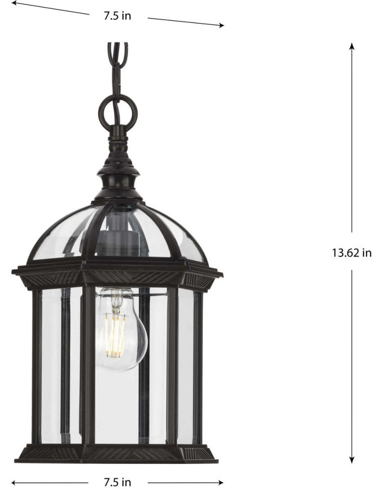 Dillard Collection 13-5/8" 1-Light Antique Bronze Outdoor Hanging Lantern
