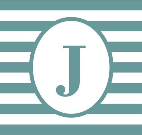 "Letter J - Striped Oval" Outdoor Pillow 20"x20"