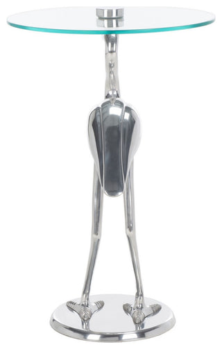 Safavieh Tori Crane Base Accent Table, Silver/Glass