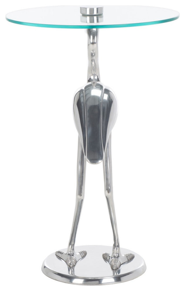 Safavieh Tori Crane Base Accent Table, Silver/Glass