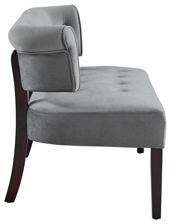 48" Gray And Brown Upholstered Velvet Bench