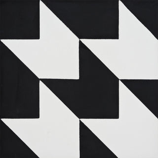 8"x8" Oujda Handmade Cement Tile, Black/White, Set of 12
