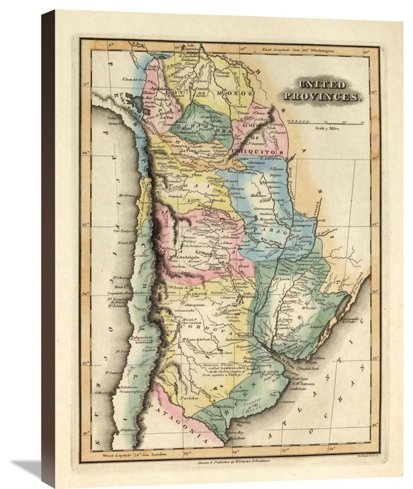 "United Provinces, 1823" Stretched Canvas Giclee by Fielding Lucas, 23"x30"