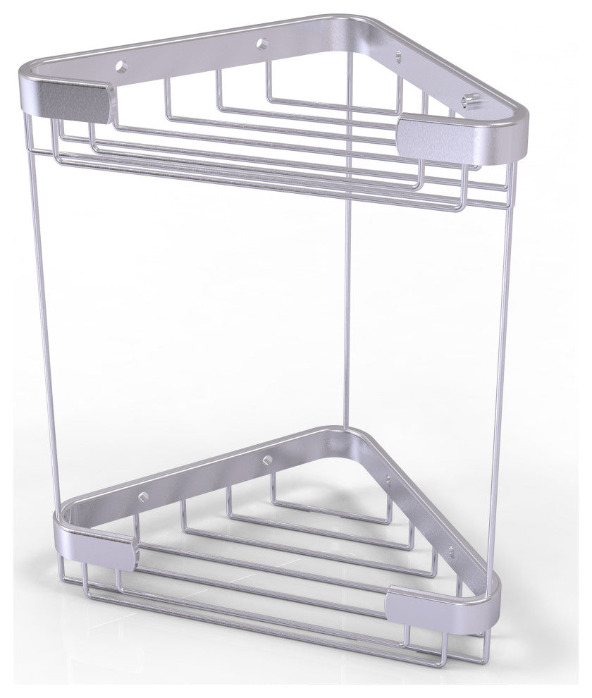 Double Tier Corner Shower Basket, Satin Chrome