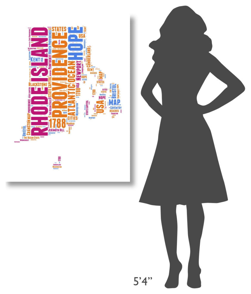 "Rhode Island Word Cloud Map" Fine Art Print