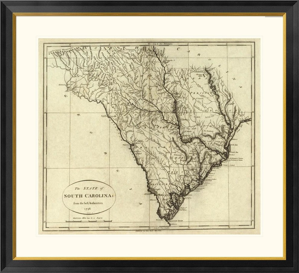 "State of South Carolina, 1796" Framed Digital Print by John Reid, 40x37"
