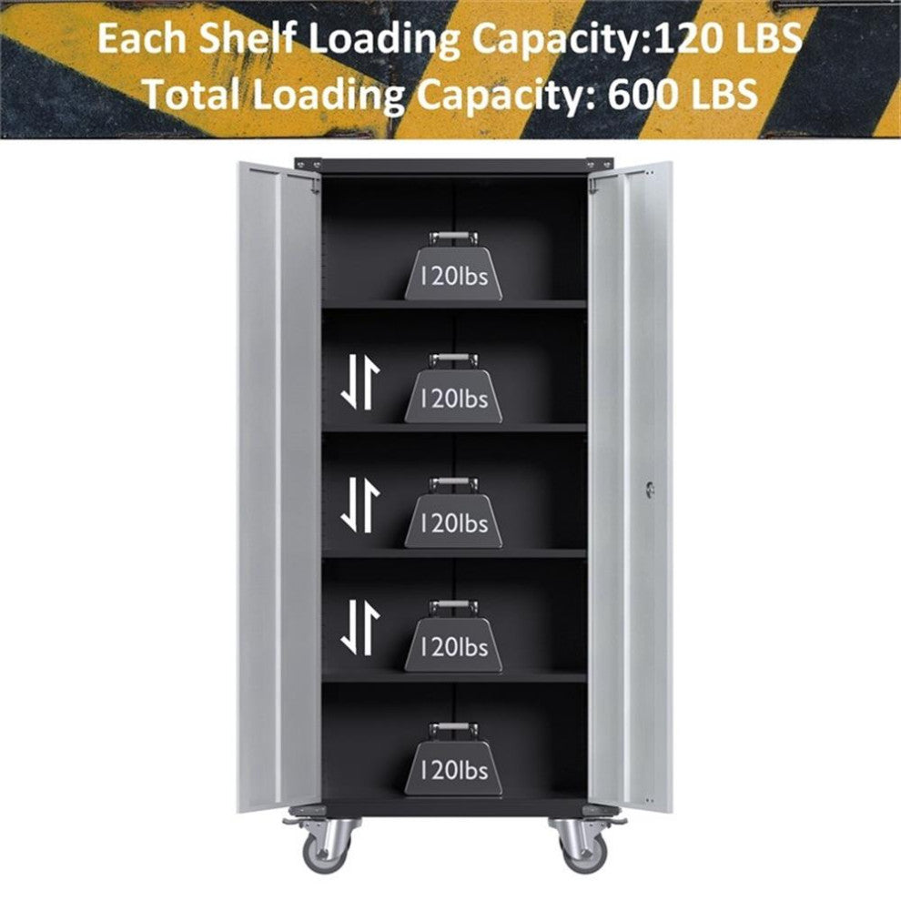 Gangmei Metal Storage Cabinet with Lock and 4 Shelves