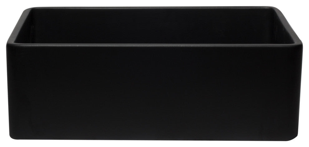 ALFI brand AB3020SB-BM 30 Inch Black Single Fireclay Farmhouse Kitchen Sink